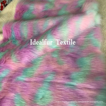 Multi Color Jacquard Luxury Long Pile Fake Raccoon Fur